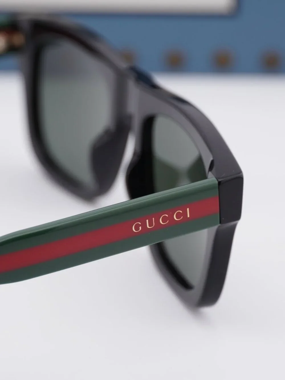 Gucci GG1991S 001 Square Sunglasses - Shiny Black/Red/Grey